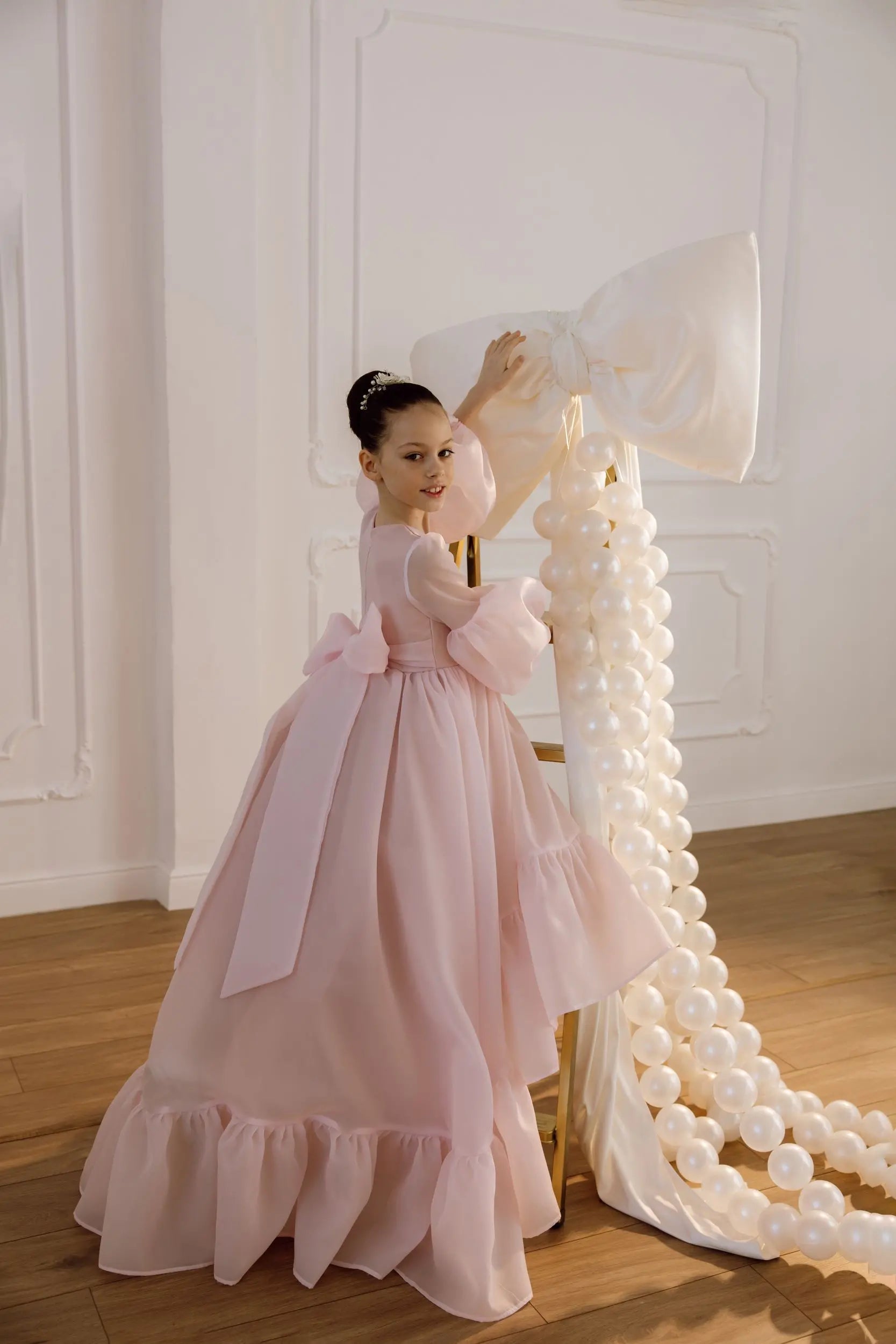 Valentina satin flower girl dress