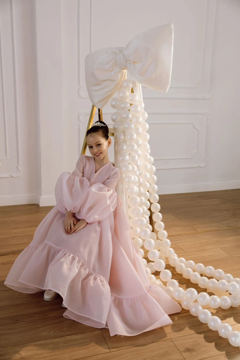 Valentina satin flower girl dress