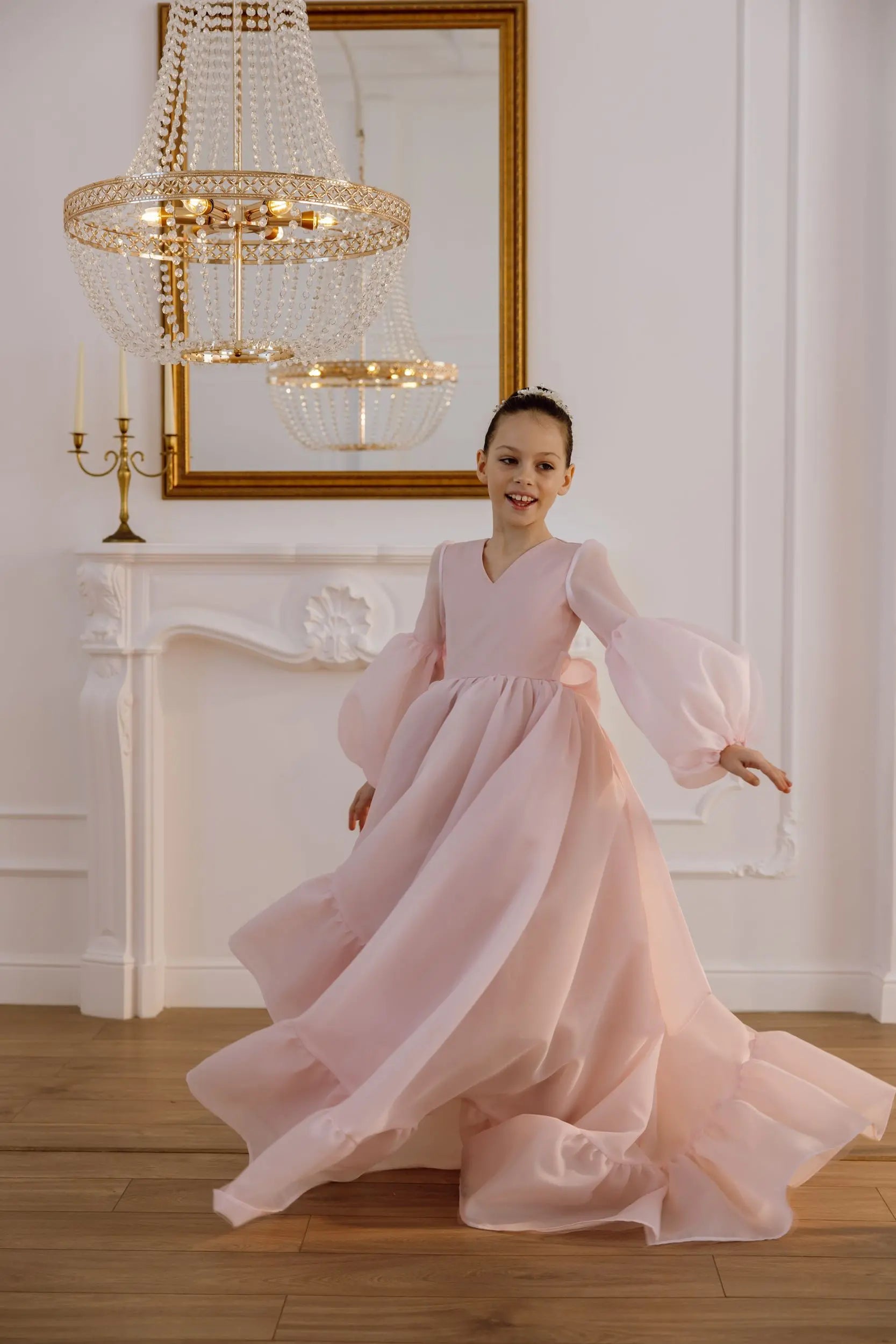 Valentina satin flower girl dress