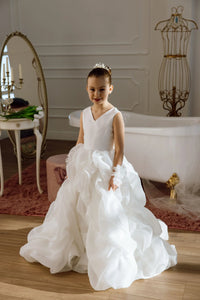 Lily satin flower girl dress