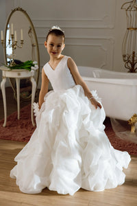 Lily satin flower girl dress