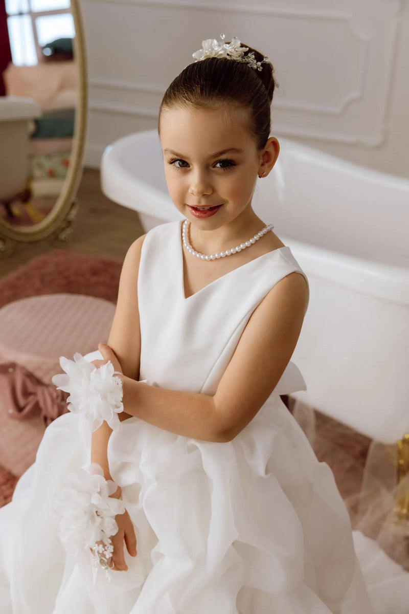 Lily satin flower girl dress