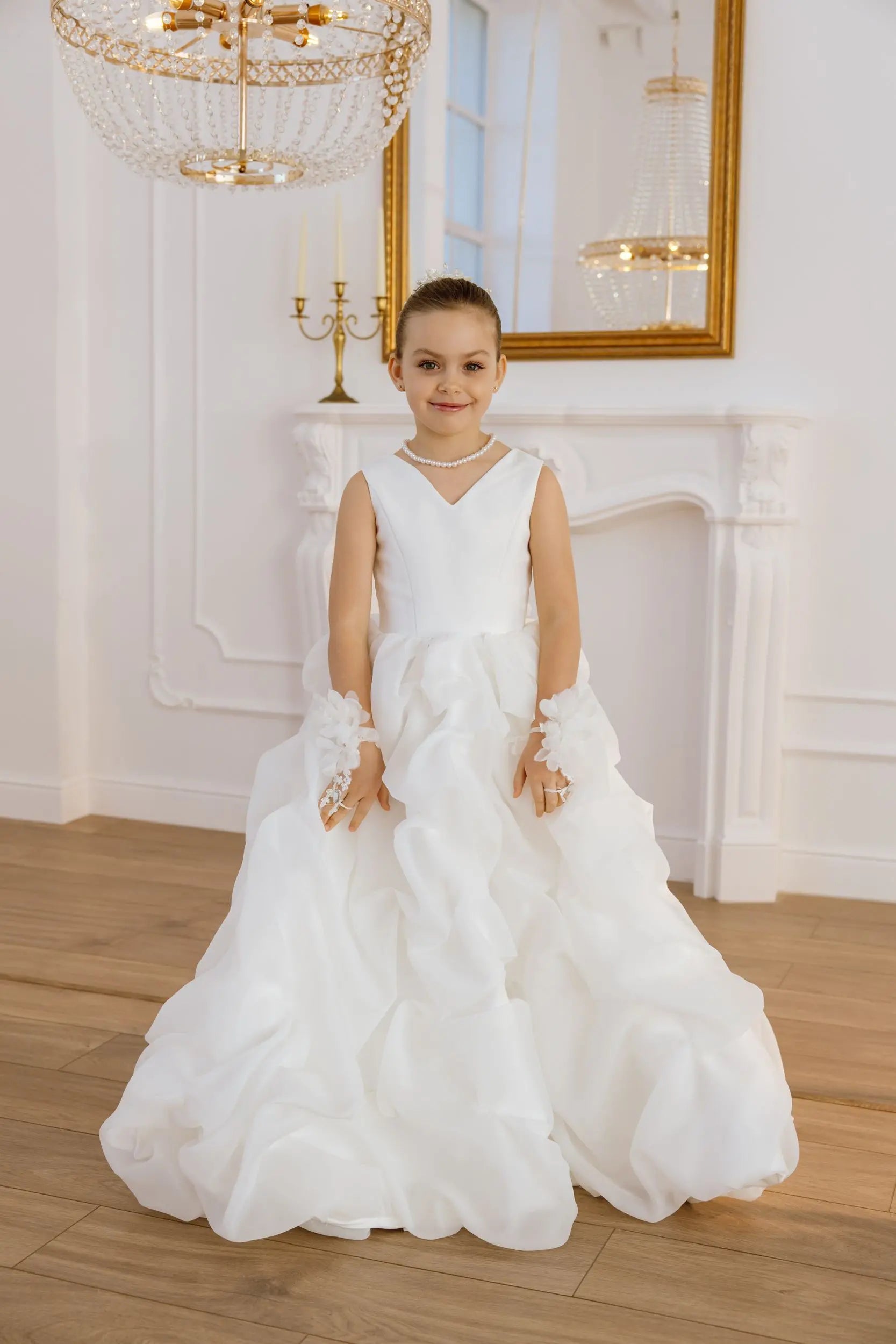 Lily satin flower girl dress