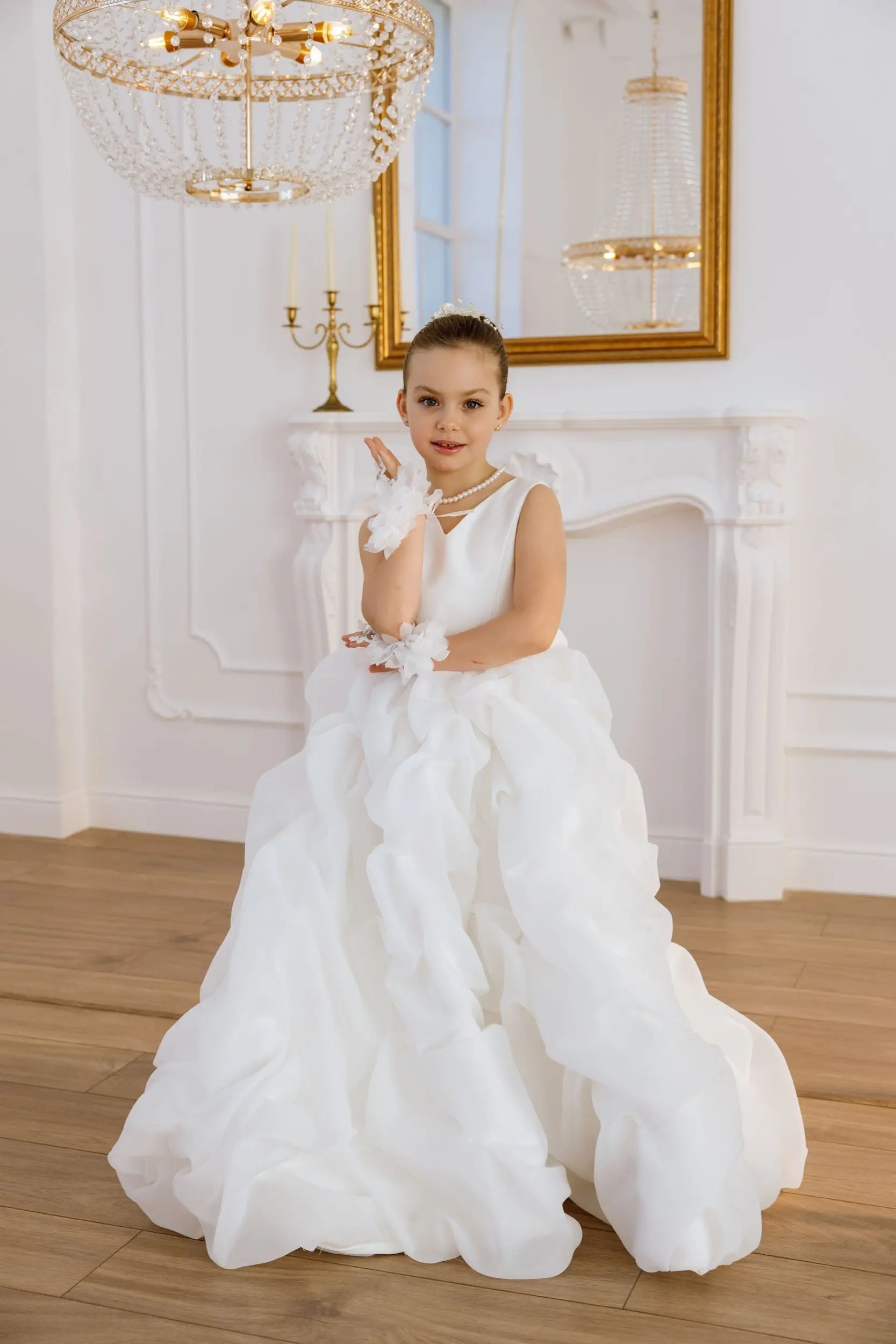 Lily satin flower girl dress