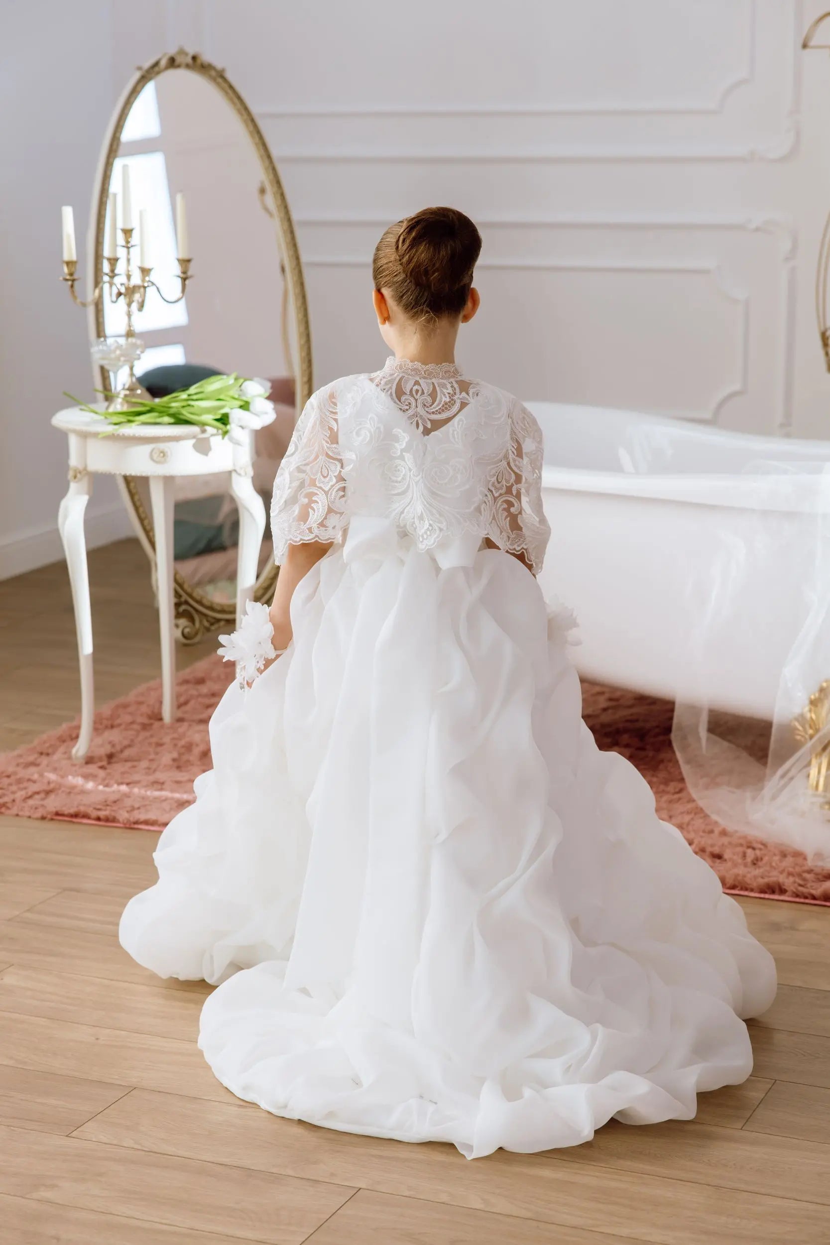 Lily satin flower girl dress