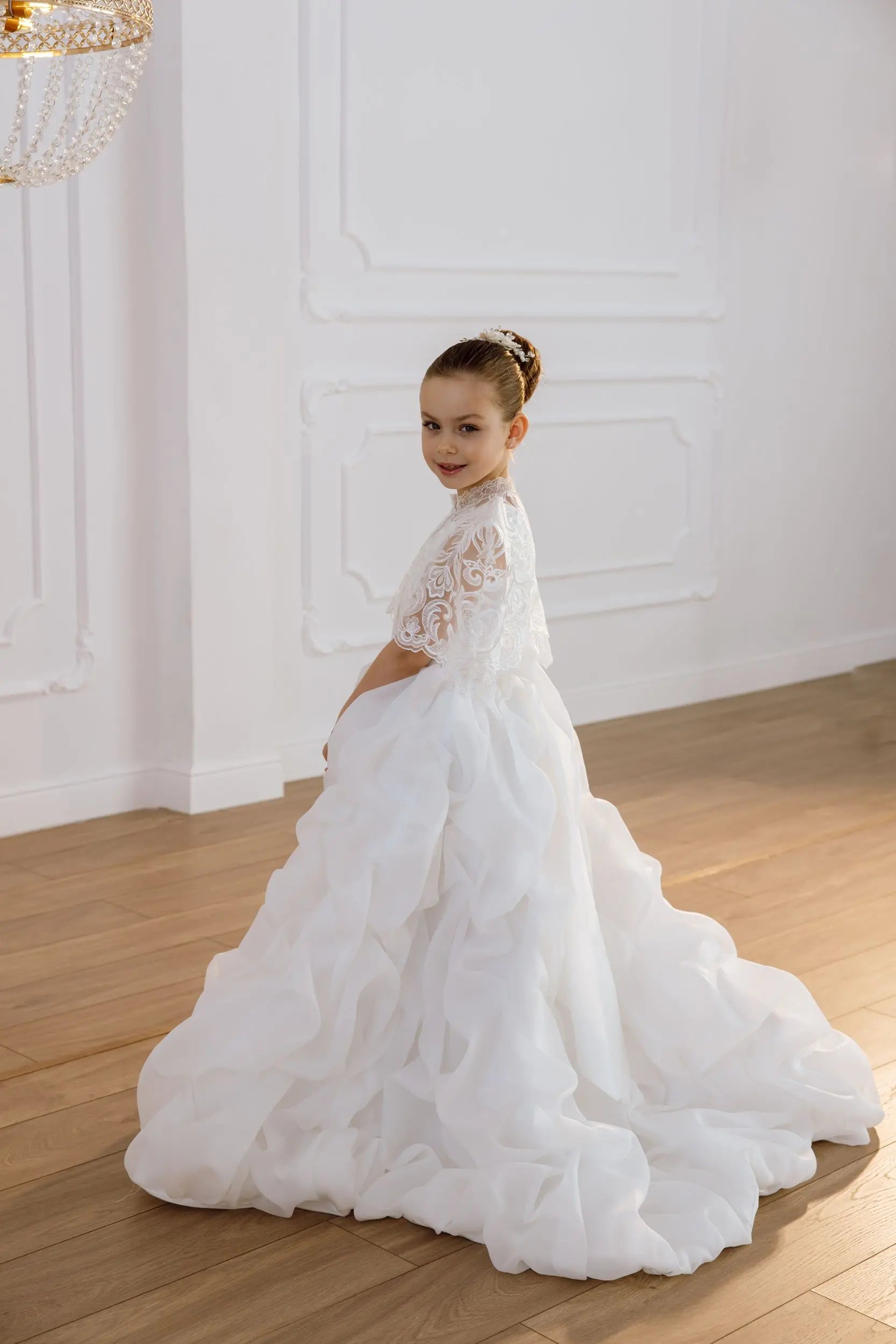 Lily satin flower girl dress