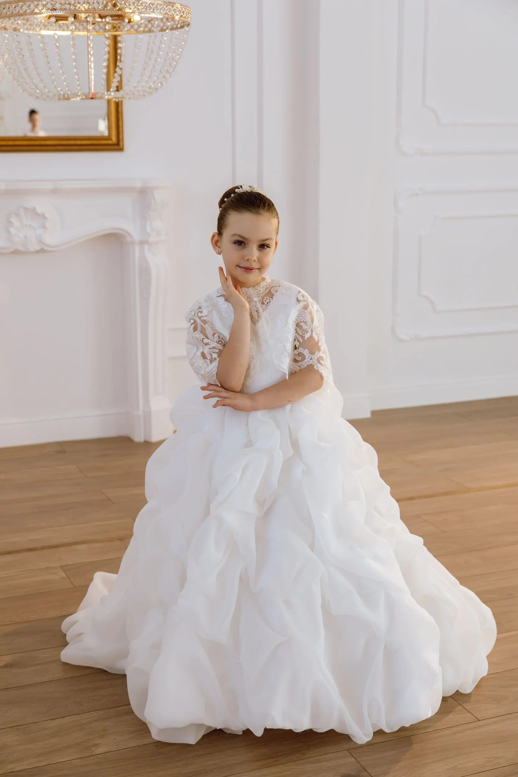 Lily satin flower girl dress