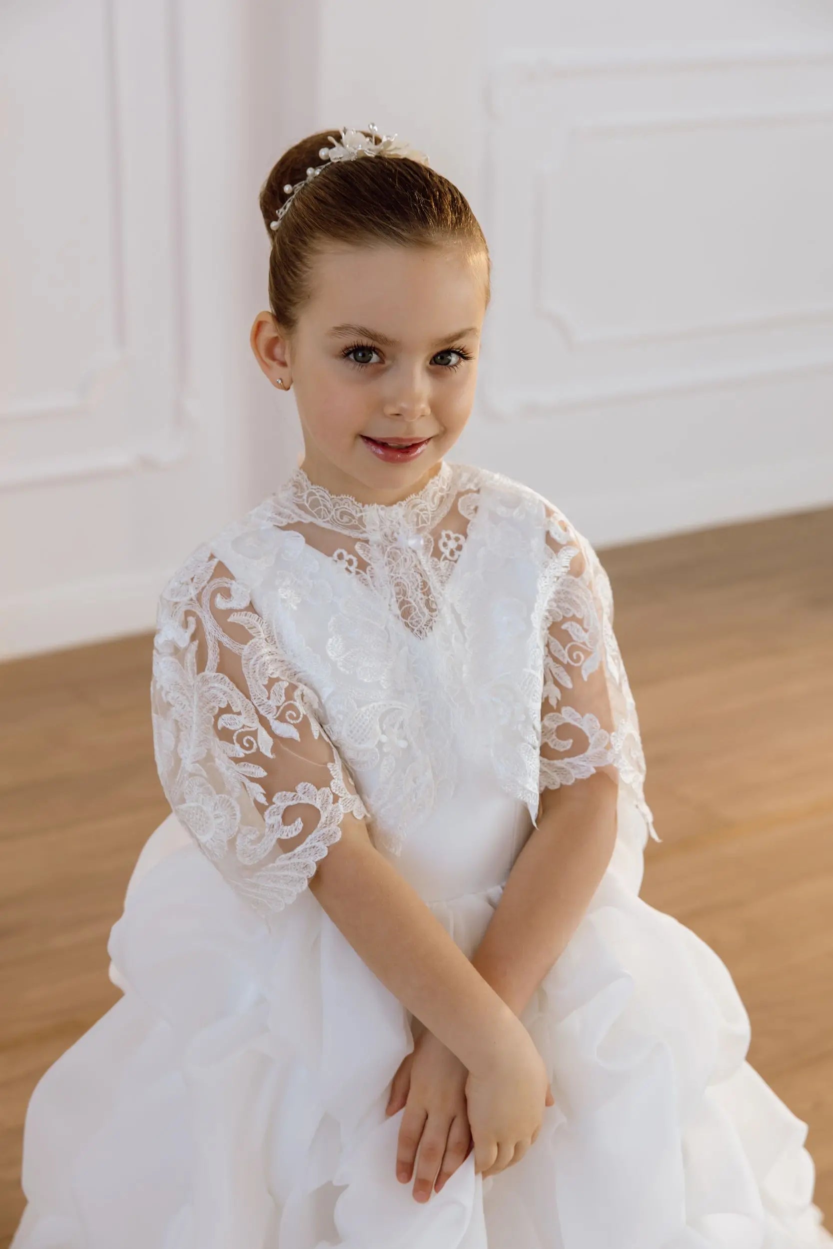 Lily satin flower girl dress