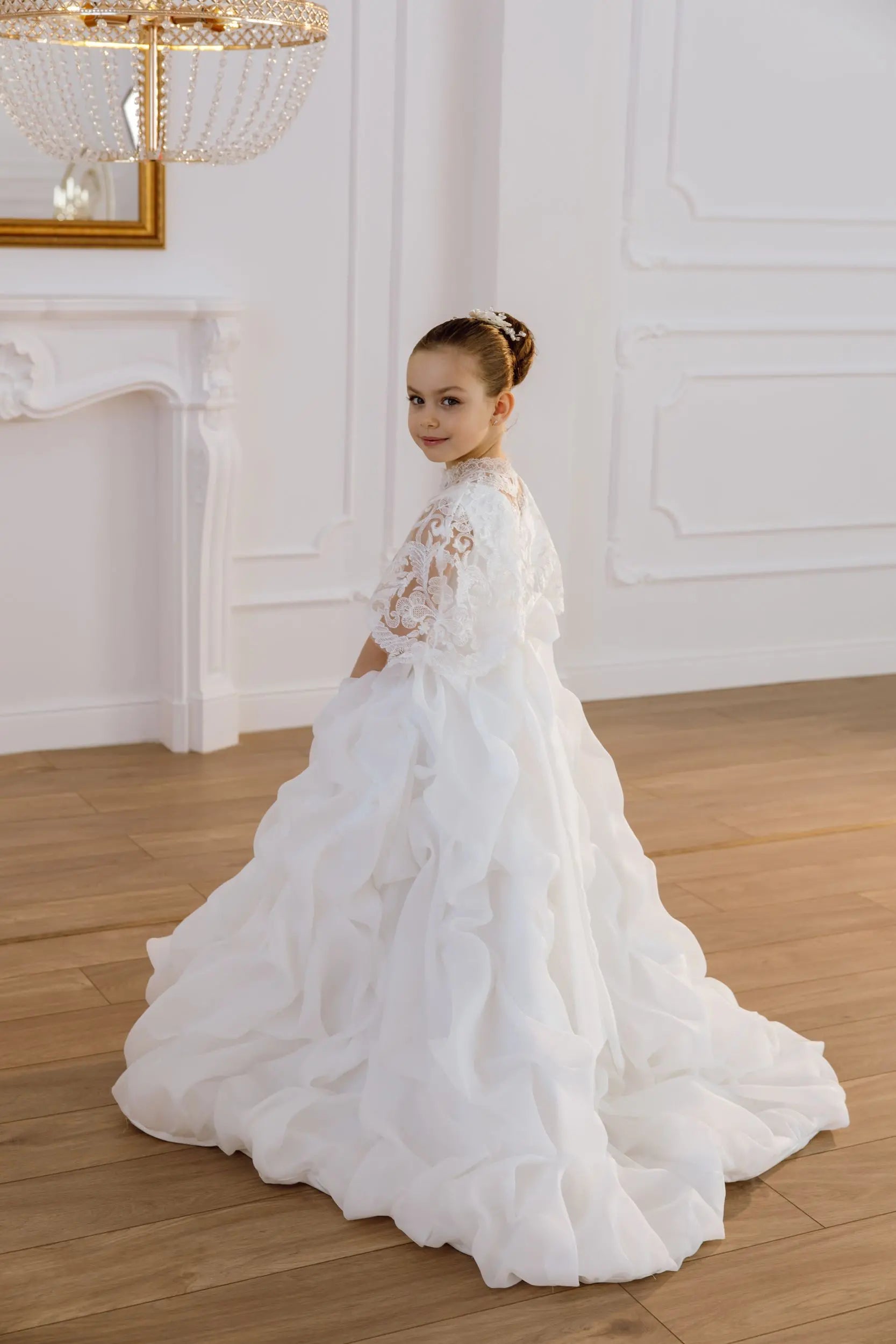 Lily satin flower girl dress