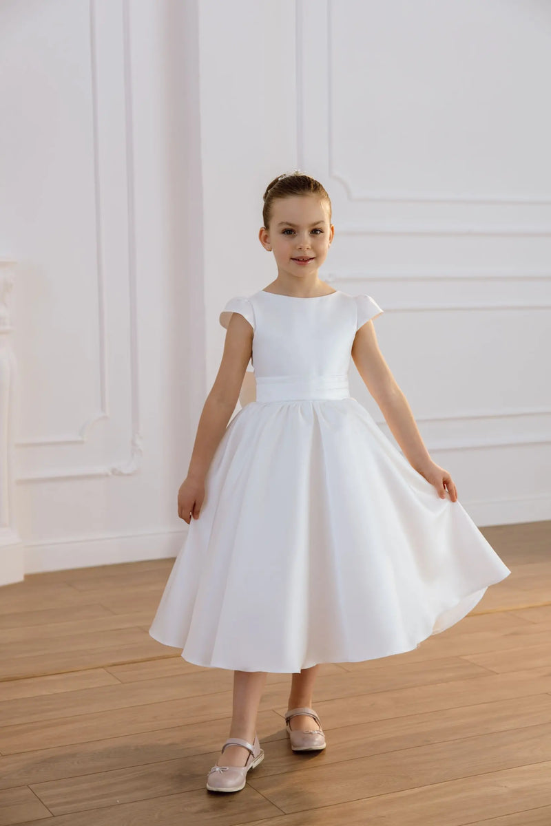 Katrin satin flower girl dress