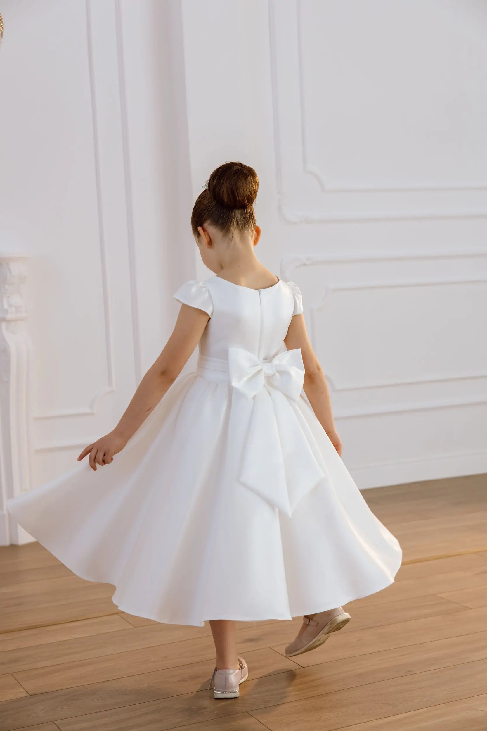 Katrin satin flower girl dress