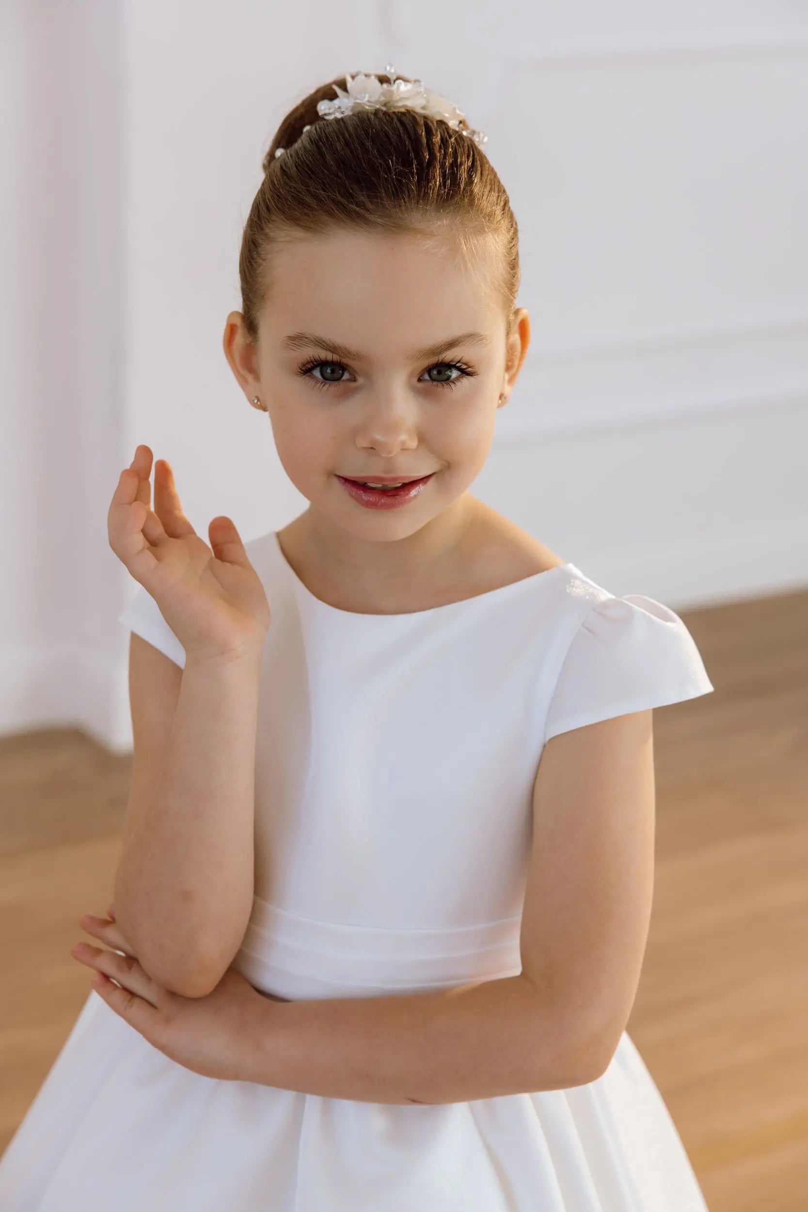 Katrin satin flower girl dress