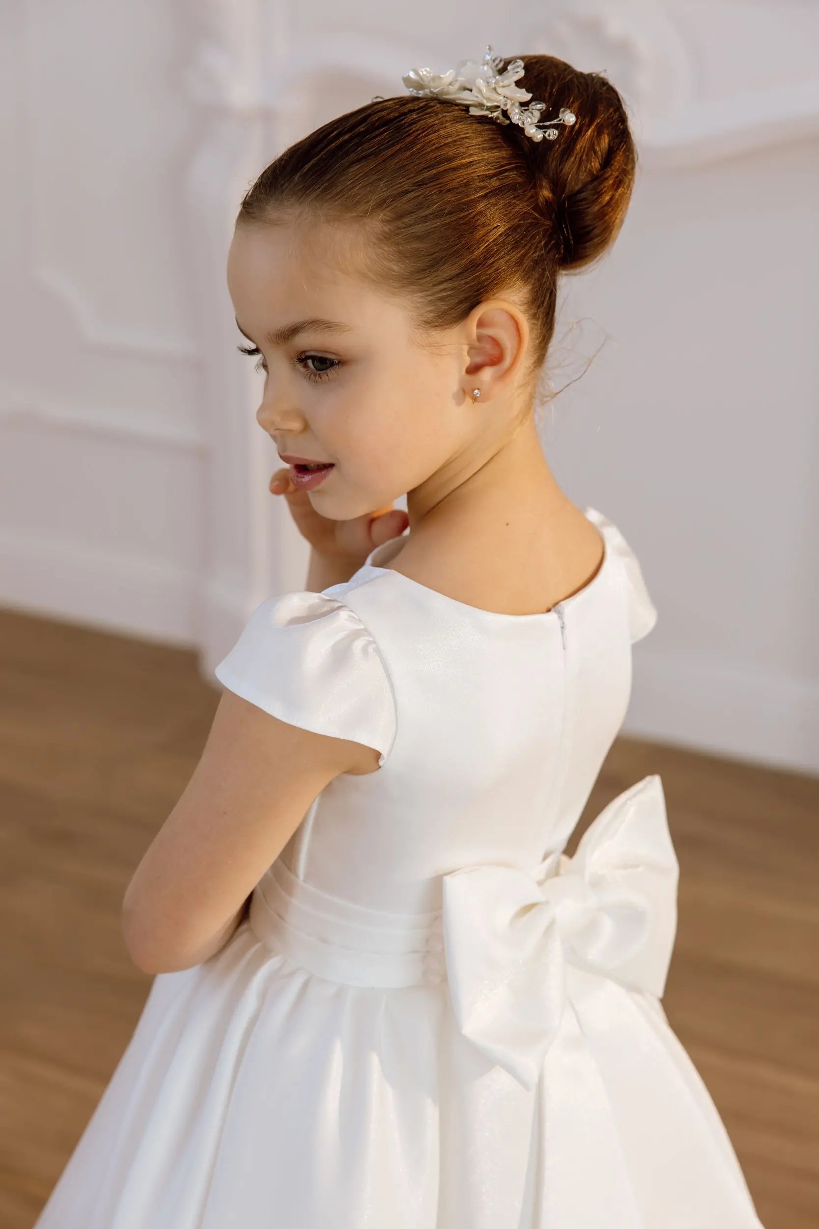 Katrin satin flower girl dress
