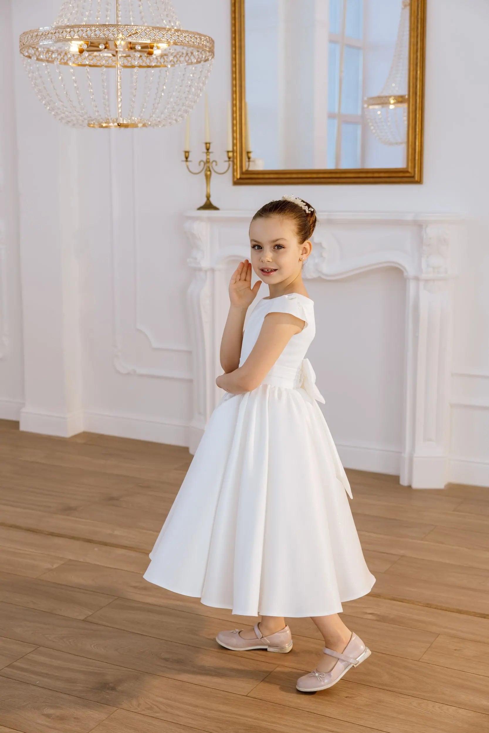 Katrin satin flower girl dress