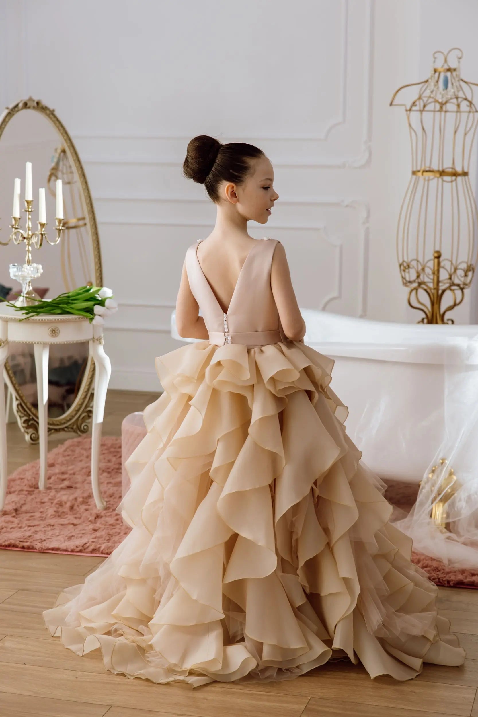 Cara satin flower girl dress