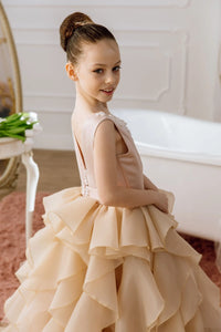 Cara satin flower girl dress