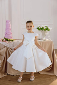 Katrin satin flower girl dress