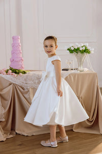 Katrin satin flower girl dress