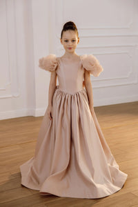 Tara satin flower girl dress