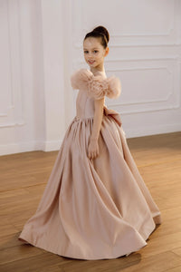 Tara satin flower girl dress