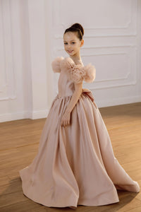 Tara satin flower girl dress