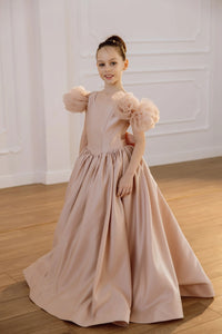 Tara satin flower girl dress