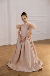 Tara satin flower girl dress