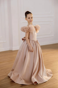 Tara satin flower girl dress