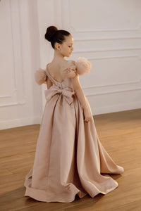 Tara satin flower girl dress