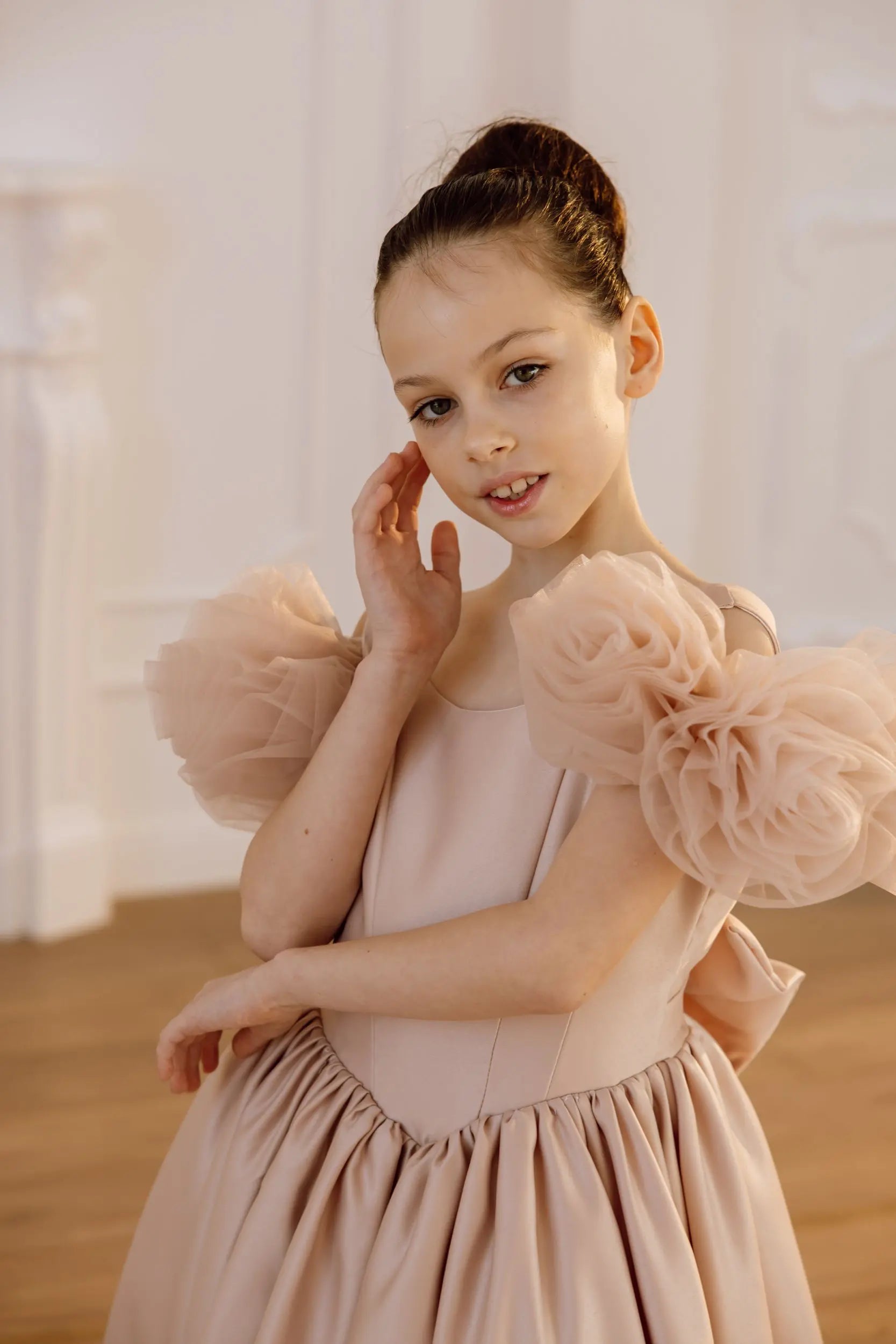 Tara satin flower girl dress