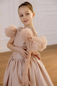 Tara satin flower girl dress