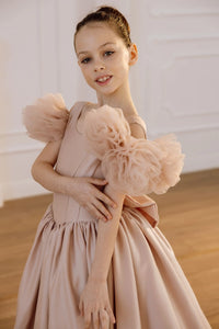 Tara satin flower girl dress