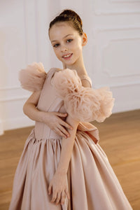Tara satin flower girl dress