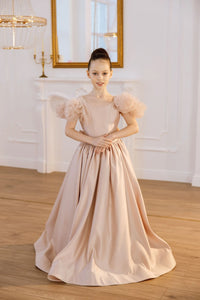 Tara satin flower girl dress