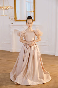 Tara satin flower girl dress