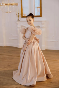 Tara satin flower girl dress