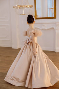 Tara satin flower girl dress