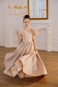 Tara satin flower girl dress