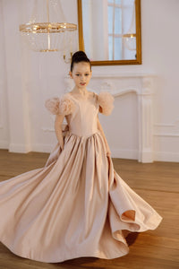 Tara satin flower girl dress