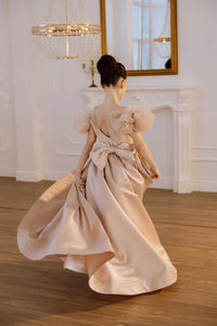 Tara satin flower girl dress