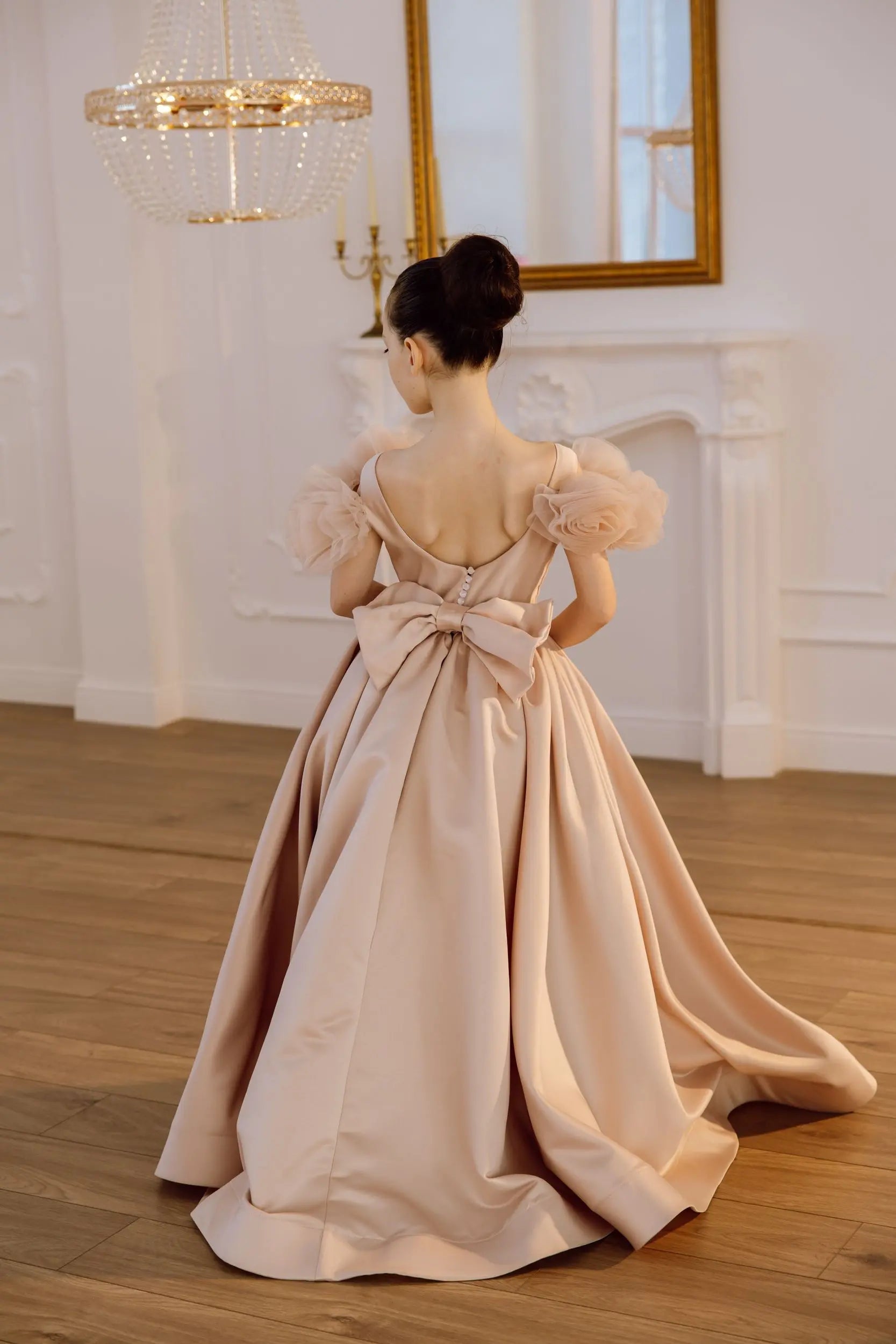 Tara satin flower girl dress