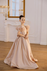 Tara satin flower girl dress