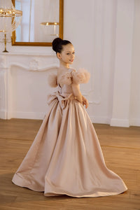 Tara satin flower girl dress