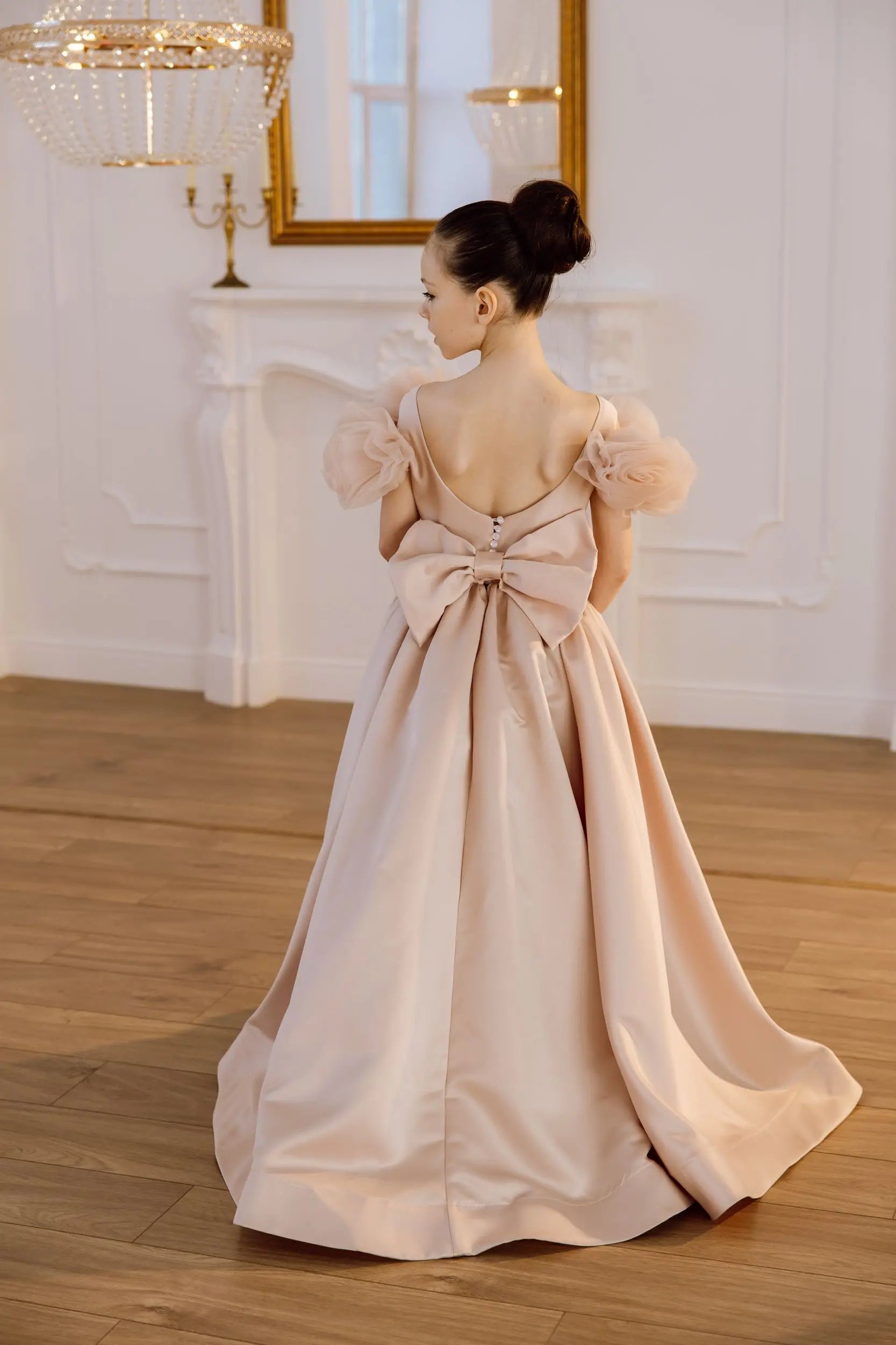 Tara satin flower girl dress
