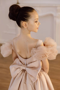 Tara satin flower girl dress