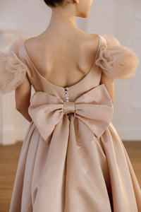 Tara satin flower girl dress