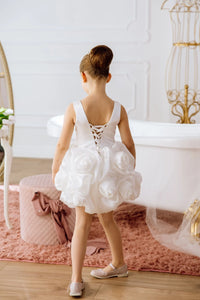 Peony satin flower girl dress