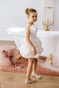 Peony satin flower girl dress