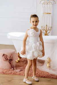 Peony satin flower girl dress