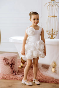 Peony satin flower girl dress